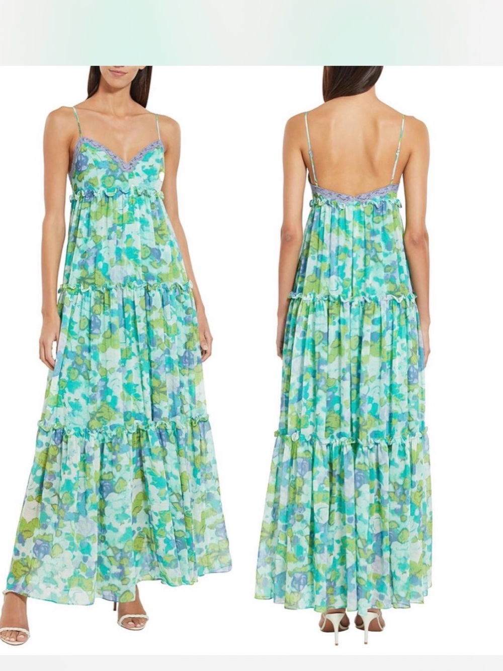 BCBGMAXAZRIA Abstract-Print Tiered Slip Dress